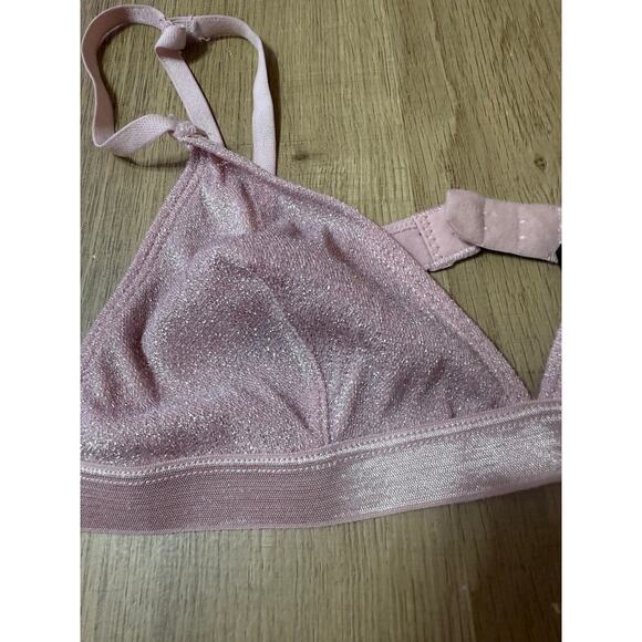 Urban Outfitters Pink Glitter Bralette M Medium Sparkly Triangle Bra - Picture 2 of 4